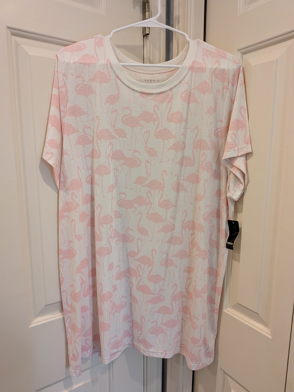 torrid White Tee with Light Pink Flamingo Print